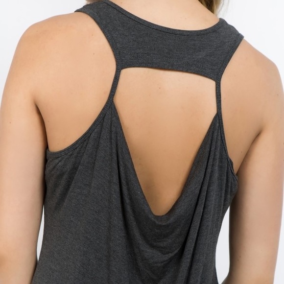 LAST 1✔️Charcoal open back tank Top - Picture 2 of 8